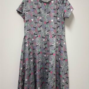 Charming Girls Gray Kids Dress with Fun Patterns Medium